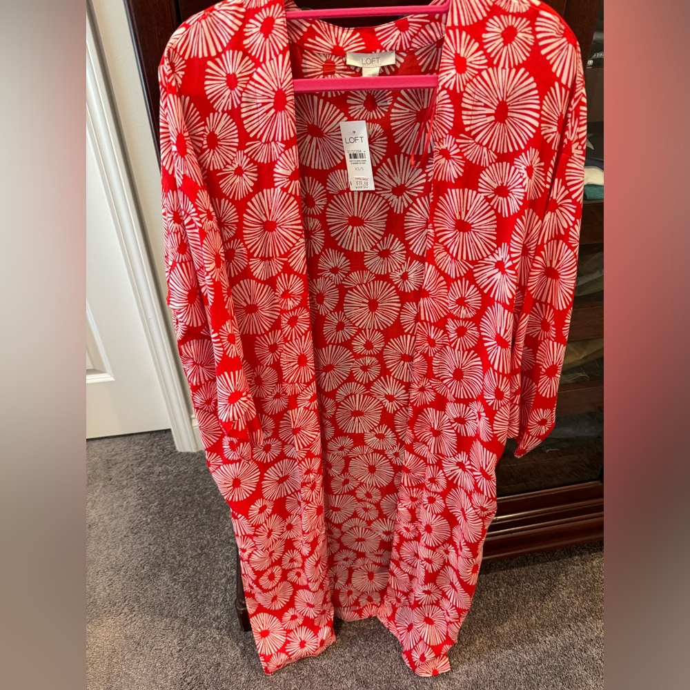 Red floral kimono wrap